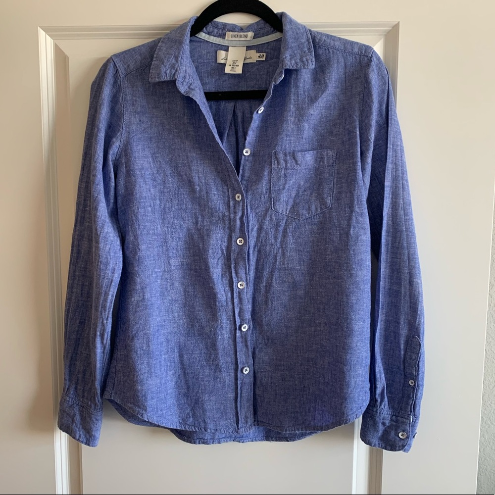 H&M linen blend button up